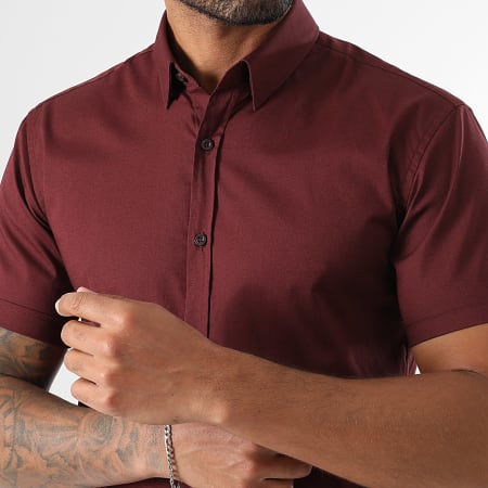 LBO - Camisa Slim Fit Manga Corta 1363 Burdeos