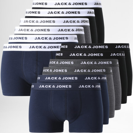 Jack And Jones - Lot De 12 Boxers Solid 12189935 Bleu Marine Noir Gris Chiné