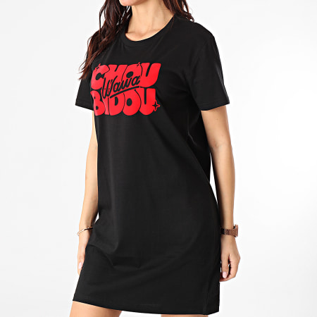 Booshra Et Mamad - Robe Tee Shirt Femme Choubidouwawa Noir Rouge