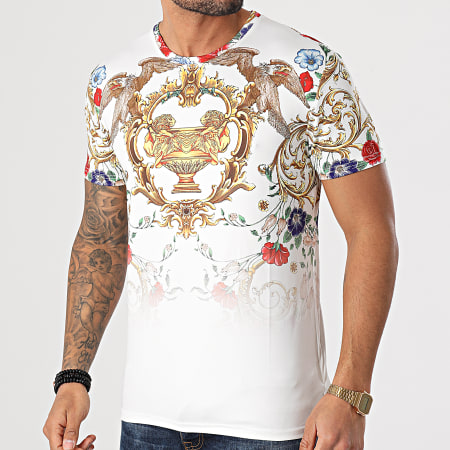 Zayne Paris  - Tee Shirt Floral Renaissance E249 Blanc