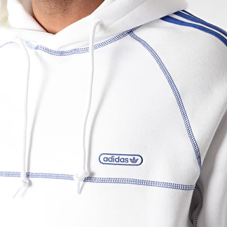 Adidas Originals - Sweat Capuche A Bandes Contrast Stitch GN3892 Blanc Bleu