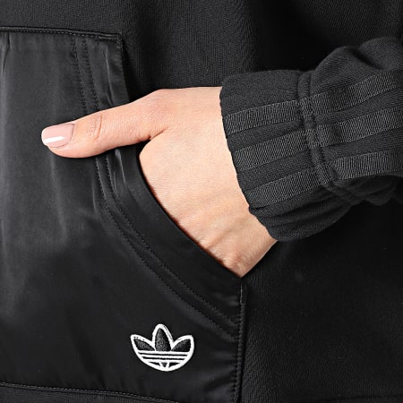 Adidas Originals - Sweat Capuche Femme A Bandes Boxy GN3102 Noir