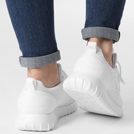 Calvin Klein - Sneakers donna Runner Lace Up Mesh 0165 Bianco brillante
