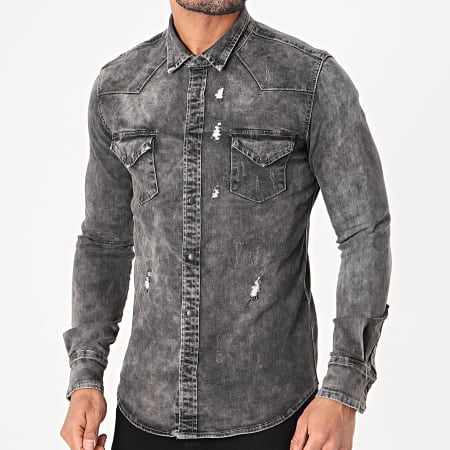 Classic Series - Chemise Jean Manches Longues 3147 Gris Anthracite