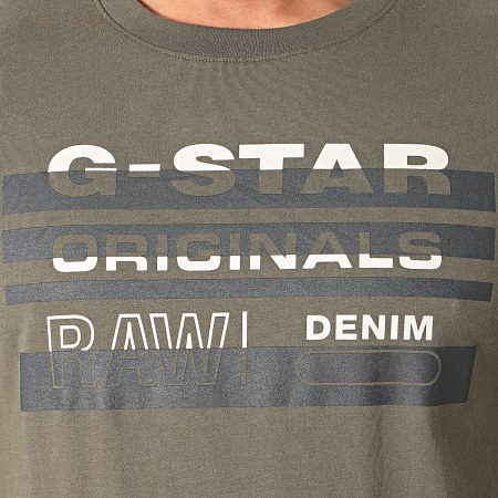 G-Star - Tee Shirt Original Stripe D19268-336 Vert Kaki