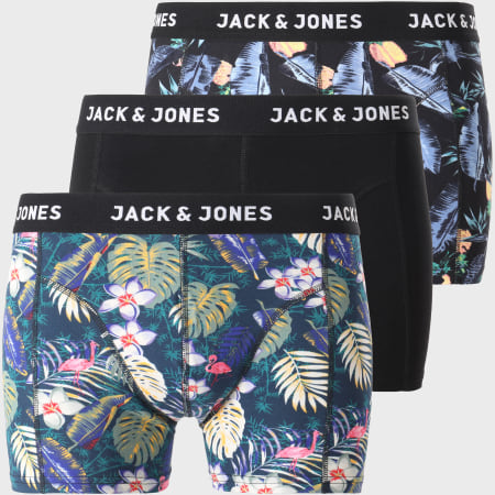Jack And Jones - Lot De 3 Boxers Floral Summer Bleu Marine Noir