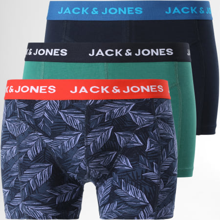 Jack And Jones - Lot De 3 Boxers Blue Leaves 12192802 Bleu Marine Vert Noir