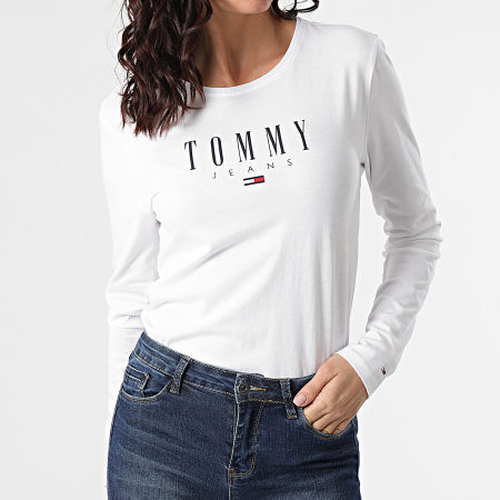 Tommy Jeans - Tee Shirt Manches Longues Femme Slim Lala 9928 Blanc