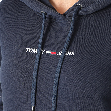Tommy Jeans - Felpa con cappuccio con logo lineare da donna 0132 blu navy