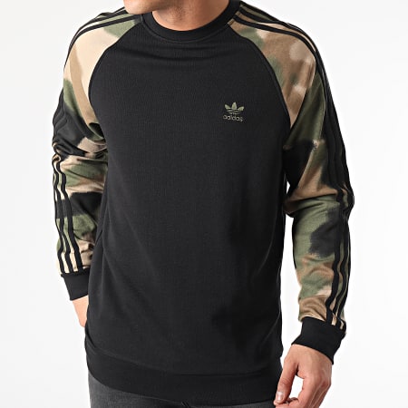 Adidas Originals - Sweat Capuche A Bandes Camouflage GN1858 Noir Vert Kaki Marron