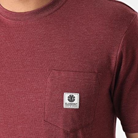 Element - Tee Shirt Poche Basic Pocket Label Bordeaux Chiné