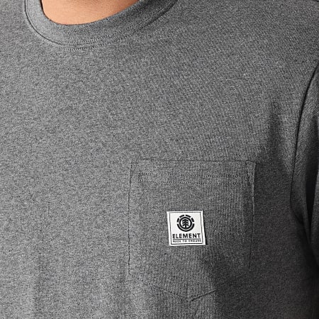 Element - Tee Shirt Poche Basic Pocket Label Gris Anthracite Chiné