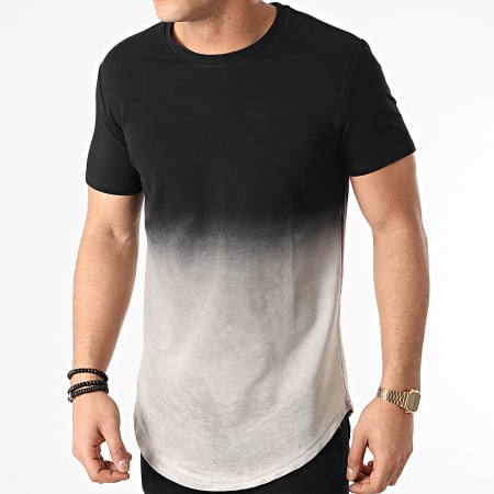 John H - Tee Shirt Oversize XW931 Noir Gris Dégradé