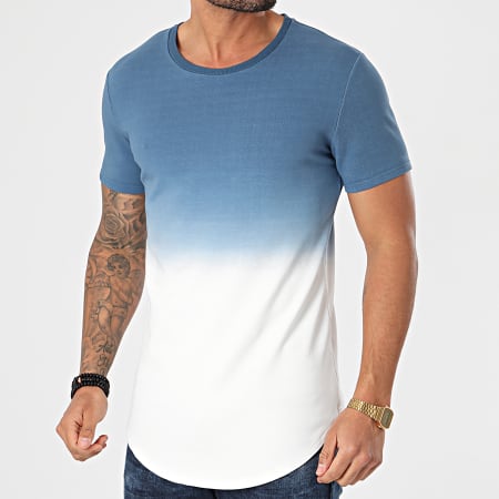 John H - Tee Shirt Oversize XW931 Bleu Clair Blanc Dégradé