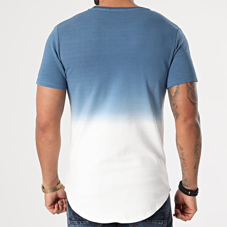 John H - Tee Shirt Oversize XW931 Bleu Clair Blanc Dégradé