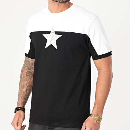 John H - Camiseta XW918 Negro Blanco Plata