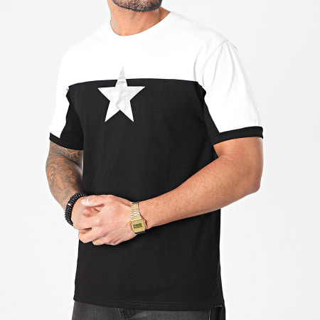 John H - Camiseta XW918 Negro Blanco Plata