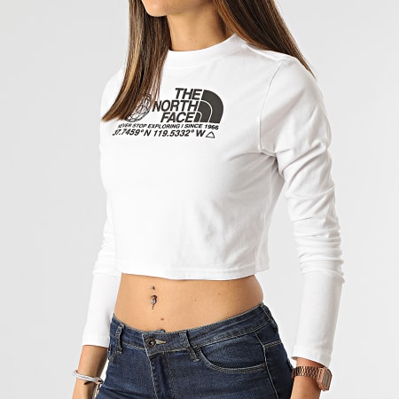 The North Face - Tee Shirt Manches Longues Crop Femme Coordinates A55UZFN4 Blanc