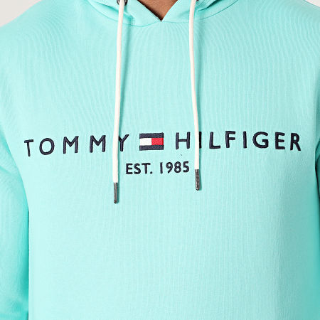 Tommy Hilfiger - Sweat Capuche Tommy Logo 1599 Bleu Turquoise