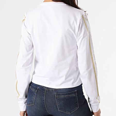 EA7 Emporio Armani - Tee Shirt Manches Longues Femme 3KTT20-TJ29Z Blanc Doré