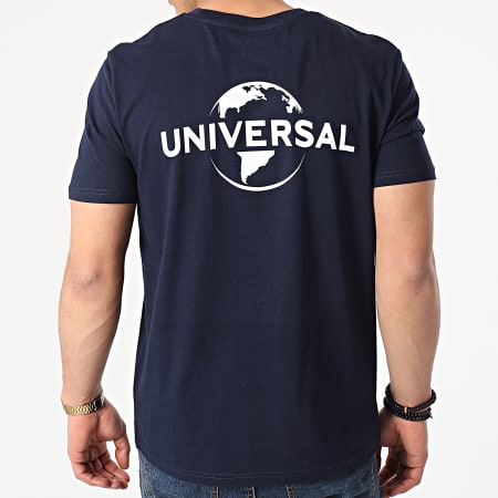 Universal Studio - Tee Shirt Universal Logo Mono Back Bleu Marine Blanc