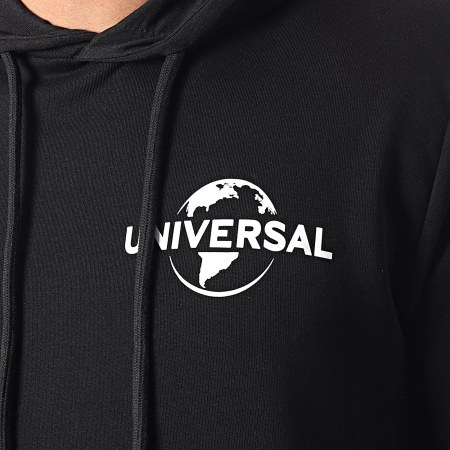 Universal Studio - Sweat Capuche Universal Logo Mono Back Noir Blanc