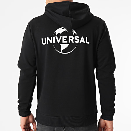 Universal Studio - Sweat Capuche Universal Logo Mono Back Noir Blanc