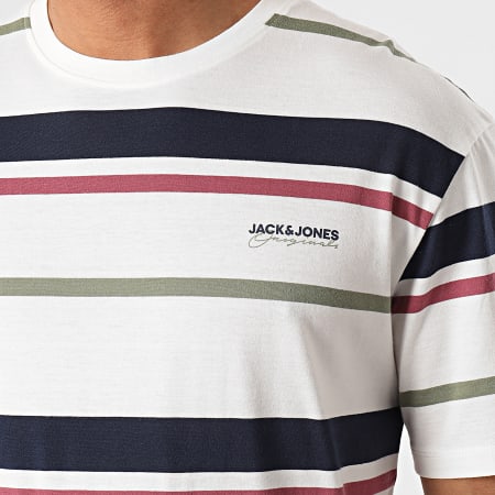 Jack And Jones - Tee Shirt Ramos Ecru Bleu Marine