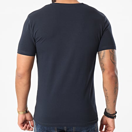 Kaporal - Lot De 2 Tee Shirts Col V Gift Bleu Marine Blanc