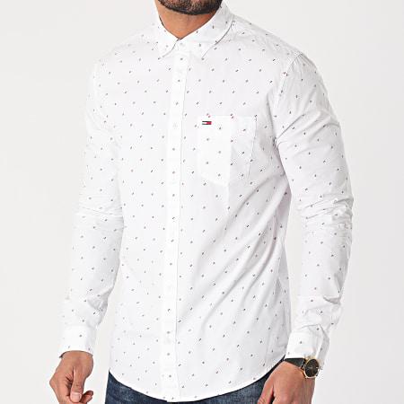 Tommy Jeans - Chemise Manches Longues Dobby 0153 Blanc
