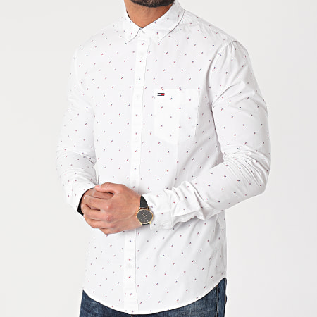 Tommy Jeans - Chemise Manches Longues Dobby 0153 Blanc