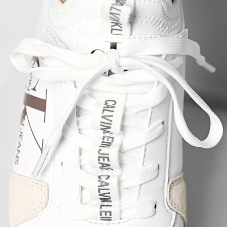 Calvin Klein - Zapatillas Runner Sock Laceup 0040 Blanco Brillante