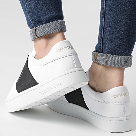 Calvin Klein - Cupsole Slip-On 0160 para mujer, zapatillas blancas brillantes