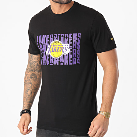 New Era - Tee Shirt Los Angeles Lakers Wordmark Repeat 12590885 Noir