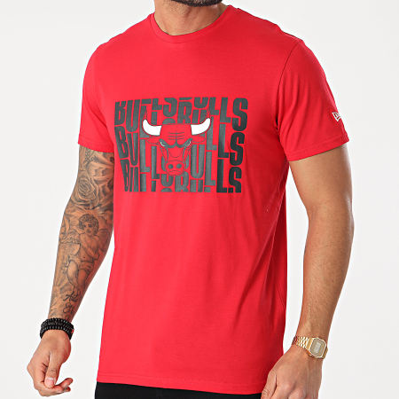 New Era - Tee Shirt Wordmark Repeat Chicago Bulls 12590886 Rouge