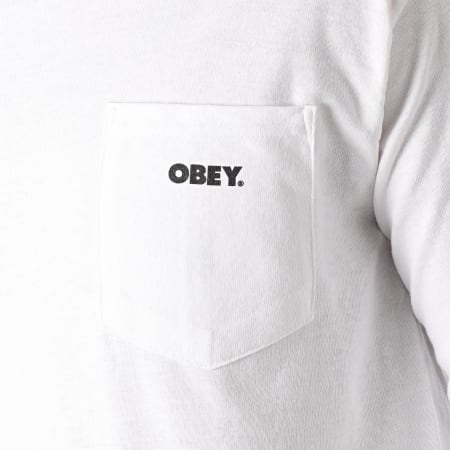 Obey - Tee Shirt Manches Longues Poche Bold Blanc