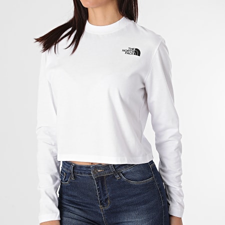 The North Face - Crop Camiseta de manga larga para mujer A5581FN4 Blanco