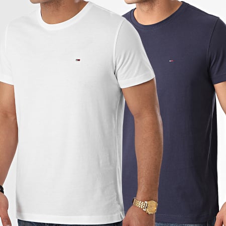 Tommy Jeans - Lot De 2 Tee Shirts CNeck 0705 Blanc Bleu Marine