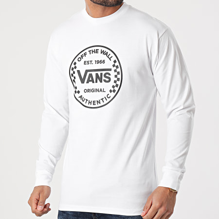Vans - Tee Shirt Manches Longues Authentic Checker 0A54DOWHT Blanc