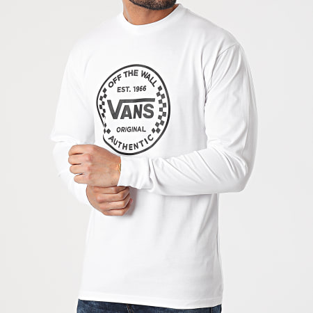 Vans - Tee Shirt Manches Longues Authentic Checker 0A54DOWHT Blanc