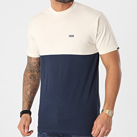 Vans - Tee Shirt Colorblock 0A3CZDZ5 Beige Bleu Marine