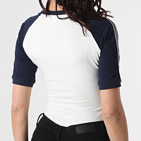 Fila - Body Tee Shirt Femme A Bandes Hina 688544 Blanc Bleu Marine