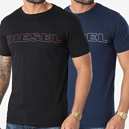Diesel - Lot De 2 Tee Shirts Jake Noir Bleu Marine