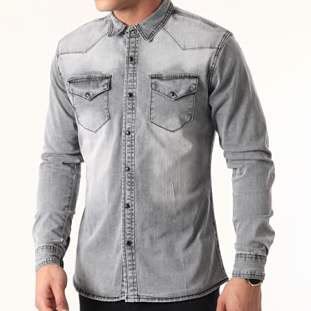 Frilivin - Camicia di jeans a manica lunga grigio
