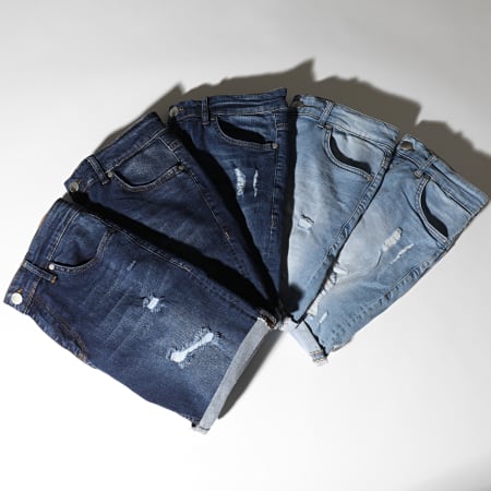 LBO - Short Jean Skinny Fit Avec Dechirures 1468 Denim Bleu Medium