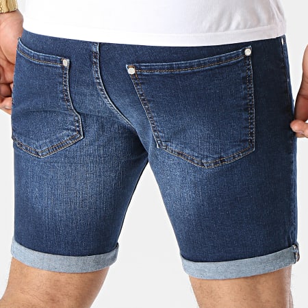 LBO - Short Jean Skinny Fit Avec Dechirures 1471 Denim Bleu Foncé