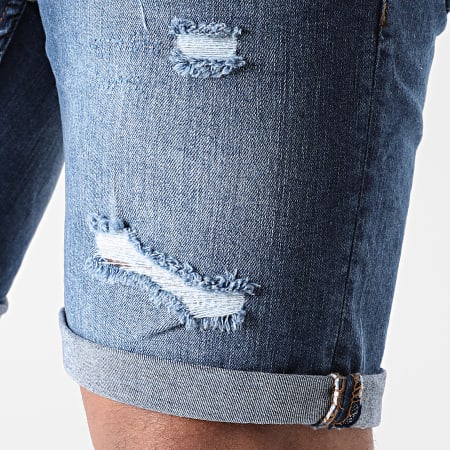LBO - Short Jean Skinny Fit Avec Dechirures 1472 Denim Bleu Medium