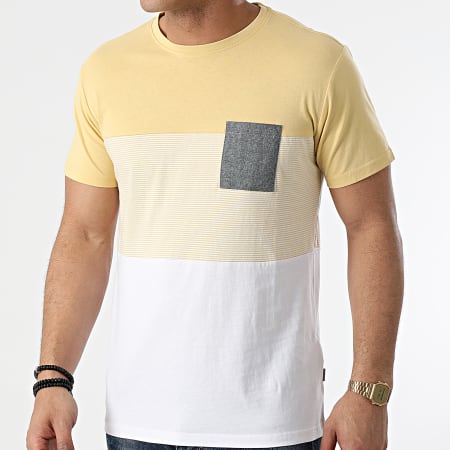 Solid - Tee Shirt Poche Riggin 21105263 Jaune Blanc
