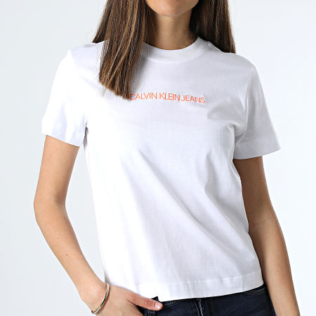 Calvin Klein - Tee Shirt Femme Shrunken Institutional 5322 Blanc