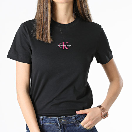 Calvin Klein - Tee Shirt Femme Monogram Logo 5497 Noir